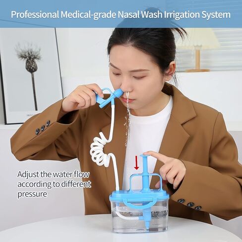 Upgraded Powerful Pressure Sinus Rinse Bottle Neti Pot Nasal Wash Bottle Strong Water Flow Rinse Nasal Irrigation Relieve nasal congestion Nose Wash Cleaner 300ml with 30 Nasal Wash Salt Packets in Kuwait