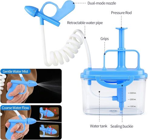 Upgraded Powerful Pressure Sinus Rinse Bottle Neti Pot Nasal Wash Bottle Strong Water Flow Rinse Nasal Irrigation Relieve nasal congestion Nose Wash Cleaner 300ml with 30 Nasal Wash Salt Packets in Kuwait