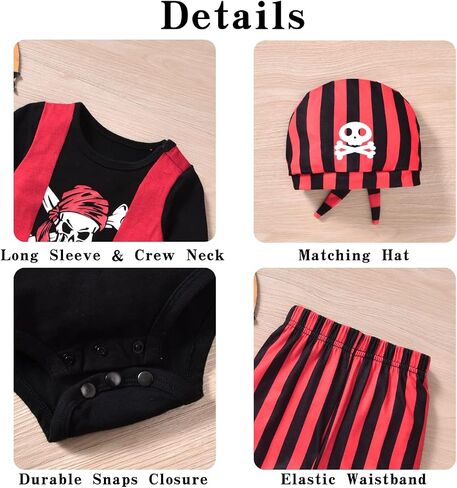 Aalizzwell Baby Boys Halloween Clothes Newborn Infant Pirate Outfit in Saudi Arabia