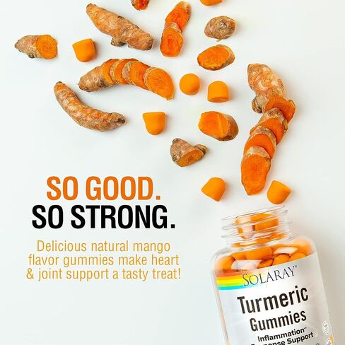 SOLARAY Turmeric Gummies w/Ginger | Healthy Heart & Inflammation Response Support | Vegan, Gluten Free | 30 Serv, 60 Ct in Saudi Arabia