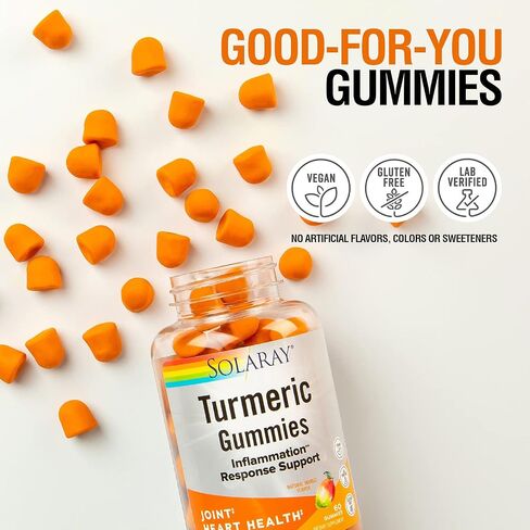 SOLARAY Turmeric Gummies w/Ginger | Healthy Heart & Inflammation Response Support | Vegan, Gluten Free | 30 Serv, 60 Ct in Saudi Arabia