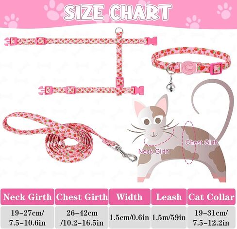 Auidy_6TXD حزام للقطط ومقود مقاوم للهروب، طقم مقود للقطط قابل للتعديل، مجموعة أطواق القطط المنفصلة للقطط الصغيرة والمشي والسفر في الهواء الطلق in Kuwait
