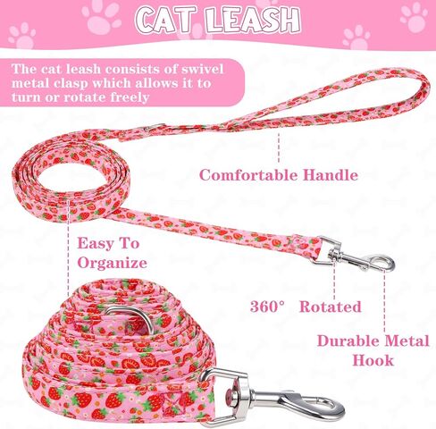 Auidy_6TXD حزام للقطط ومقود مقاوم للهروب، طقم مقود للقطط قابل للتعديل، مجموعة أطواق القطط المنفصلة للقطط الصغيرة والمشي والسفر في الهواء الطلق in Kuwait