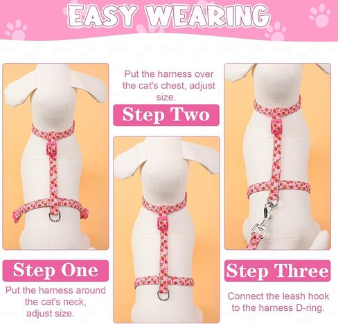 Auidy_6TXD حزام للقطط ومقود مقاوم للهروب، طقم مقود للقطط قابل للتعديل، مجموعة أطواق القطط المنفصلة للقطط الصغيرة والمشي والسفر في الهواء الطلق in Kuwait
