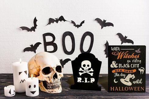 XiA MiLL Halloween Decorations， halloween home decorations indoor，halloween Tiered Tray Decor，Halloween Decor Halloween Tabletop Centerpiece Décor， Halloween Signs for Home Party in Kuwait