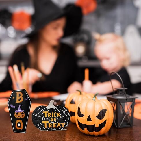 XiA MiLL Halloween Decorations， halloween home decorations indoor，halloween Tiered Tray Decor，Halloween Decor Halloween Tabletop Centerpiece Décor， Halloween Signs for Home Party in Kuwait