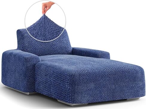 PAULATO BY GA.I.CO. Chaise Lounge Cover Lounge Chair Sofa Slipcover- Soft Polyester Fabric Slipcovers - 1-Piece Form Fit Stretch Furniture Slipcover - Velvet Collection - Black (Chaise Lounge) in Kuwait