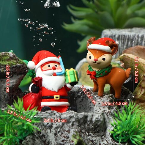 POPETPOP 2Pcs Christmas Aquarium Decorations- Resin Fish Tank Decoration Christmas Tree Snowman Micro Landscape Ornaments for Holiday Fish Tank Supplies Table Decor in Saudi Arabia