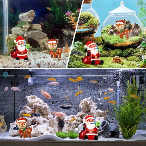 POPETPOP 2Pcs Christmas Aquarium Decorations- Resin Fish Tank Decoration Christmas Tree Snowman Micro Landscape Ornaments for Holiday Fish Tank Supplies Table Decor in Saudi Arabia