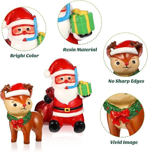 POPETPOP 2Pcs Christmas Aquarium Decorations- Resin Fish Tank Decoration Christmas Tree Snowman Micro Landscape Ornaments for Holiday Fish Tank Supplies Table Decor in Saudi Arabia