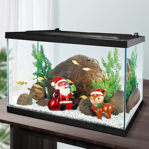 POPETPOP 2Pcs Christmas Aquarium Decorations- Resin Fish Tank Decoration Christmas Tree Snowman Micro Landscape Ornaments for Holiday Fish Tank Supplies Table Decor in Saudi Arabia