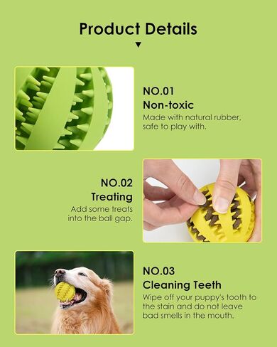 HGB 2 Pack Dog Toy Ball, Durable IQ Puzzle Chew Toys for Treat Dispensing, Puppy Teething, Dog Enrichment Toys for Teeth Cleaning, Pet Training, Interactive Dog Toys for Medium & Large Dogs in Kuwait