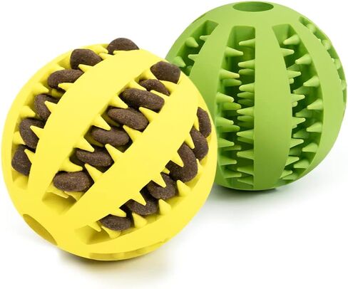 HGB 2 Pack Dog Toy Ball, Durable IQ Puzzle Chew Toys for Treat Dispensing, Puppy Teething, Dog Enrichment Toys for Teeth Cleaning, Pet Training, Interactive Dog Toys for Medium & Large Dogs in Kuwait