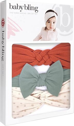ربطات شعر للأطفال حديثي الولادة وحتى الأطفال الصغار - ثلاث عصابات رأس من أميغا إكسسوارات شعر للفتيات الصغيرات، مقاس واحد (3 عبوات - 3 عبوات - بنفسجي، كوارتز وردي، فطر الشوفان) in Kuwait