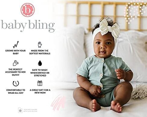 ربطات شعر للأطفال حديثي الولادة وحتى الأطفال الصغار - ثلاث عصابات رأس من أميغا إكسسوارات شعر للفتيات الصغيرات، مقاس واحد (3 عبوات - 3 عبوات - بنفسجي، كوارتز وردي، فطر الشوفان) in Kuwait