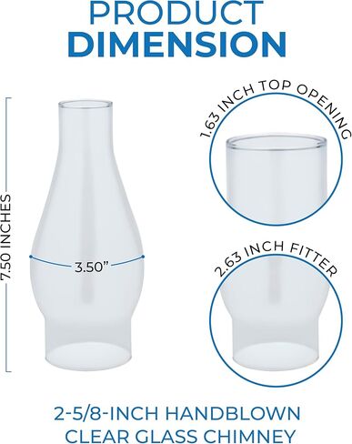 OHLECTRIC 2-5/8-Inch Handblown Clear Glass Chimney for Oil Lamps – Use with Converted Electric Lamps – Ideal Replacement Shade for Oil Lamps, 1-Pack OL-39179 in Kuwait