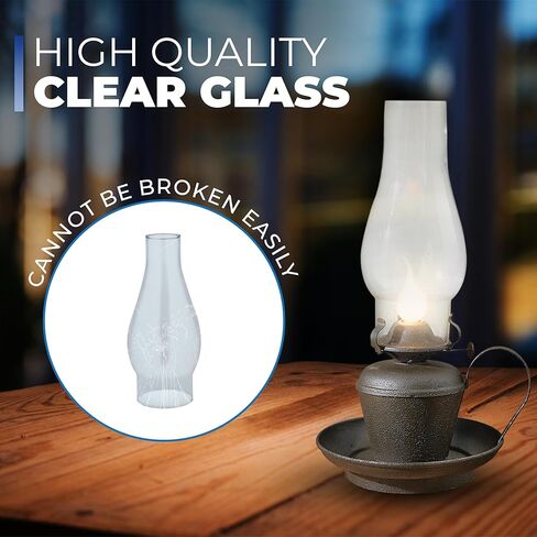 OHLECTRIC 2-5/8-Inch Handblown Clear Glass Chimney for Oil Lamps – Use with Converted Electric Lamps – Ideal Replacement Shade for Oil Lamps, 1-Pack OL-39179 in Kuwait
