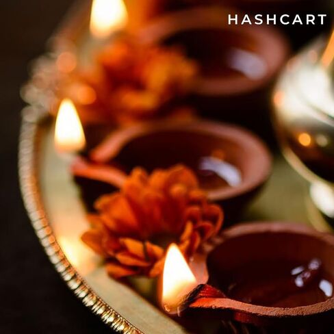 Clay Diya Diwali Diyas [12 قطعة] مصباح Diya لبوجا - Mitti Earth Terracotta Diya - ديكور ديوالي عناصر الهدايا الهندية Hashcart® in Kuwait