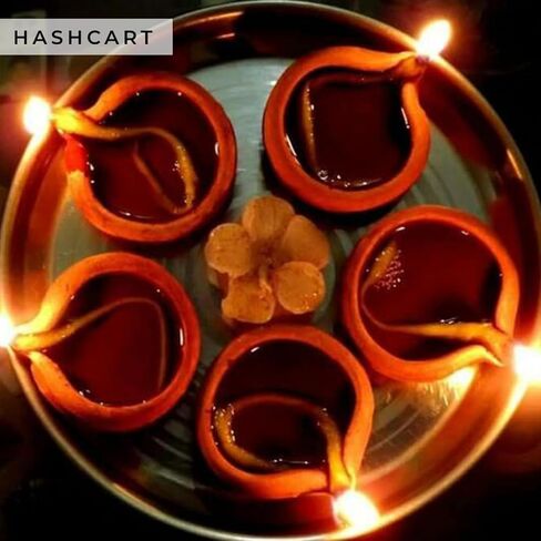 Clay Diya Diwali Diyas [12 قطعة] مصباح Diya لبوجا - Mitti Earth Terracotta Diya - ديكور ديوالي عناصر الهدايا الهندية Hashcart® in Kuwait