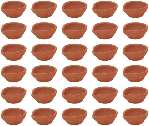Clay Diya Diwali Diyas [12 قطعة] مصباح Diya لبوجا - Mitti Earth Terracotta Diya - ديكور ديوالي عناصر الهدايا الهندية Hashcart® in Kuwait