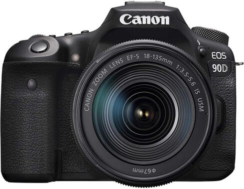 Canon EOS 90D DSLR Camera w/EF-S 18-135mm USM Zoom Lens + 75-300mm F/4-5.6 III Lens + 128GB Memory + Case + Tripod + Filters (38pc Bundle) in Saudi Arabia