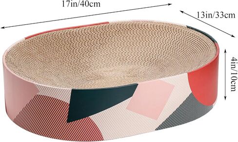 YOUEON Cat Scratching Board 17" L x 13" W, Oval Corrugated Cardboard Cat Scratcher, Scratching Pad Lounge Bed for Indoor Cats & Furniture Protection, Recycle Scratcher for Kitten, Small, Medium Cats in Saudi Arabia