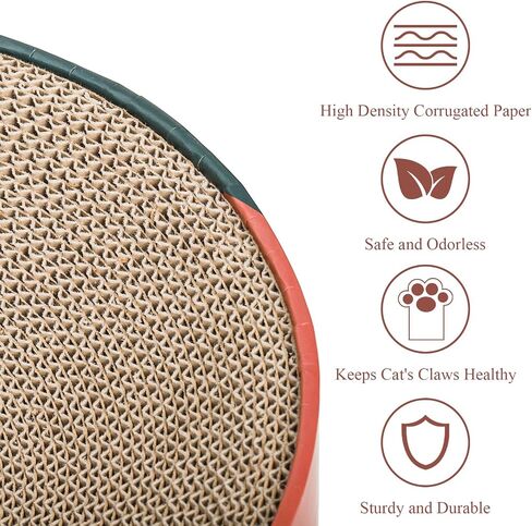 YOUEON Cat Scratching Board 17" L x 13" W, Oval Corrugated Cardboard Cat Scratcher, Scratching Pad Lounge Bed for Indoor Cats & Furniture Protection, Recycle Scratcher for Kitten, Small, Medium Cats in Saudi Arabia