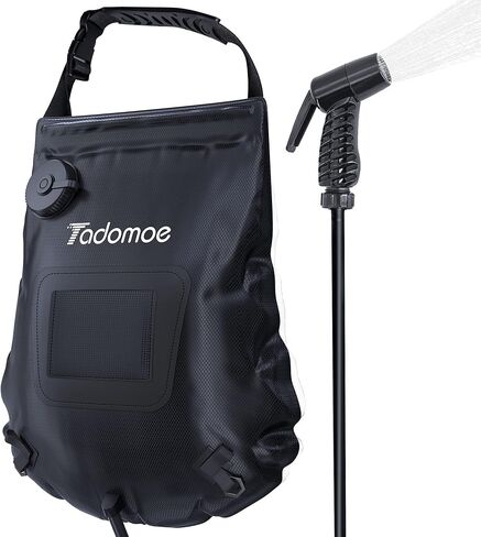 دش محمول للتخييم من تادومو بسعة 5 جالون يعمل بالطاقة الشمسية مع مضخة دش، فوهة يدوية لقياس درجة الحرارة للشاطئ والتخييم والمشي لمسافات طويلة in Kuwait