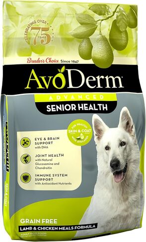 AvoDerm Natural Advanced طعام جاف للكلاب الصحية المتقدمة، خالي من الحبوب، وصفة لحم الضأن، خالي من الحبوب لكبار السن، 24 رطل in Kuwait