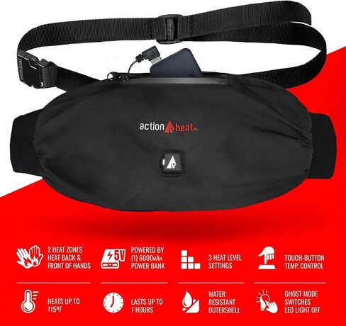 ActionHeat 5V Battery Heated Hand Warmer Muff – Built-in Heating Panel, Adjustable Strap, 3 Heat Settings in Saudi Arabia