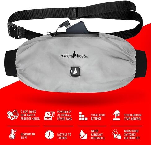 ActionHeat 5V Battery Heated Hand Warmer Muff – Built-in Heating Panel, Adjustable Strap, 3 Heat Settings in Saudi Arabia
