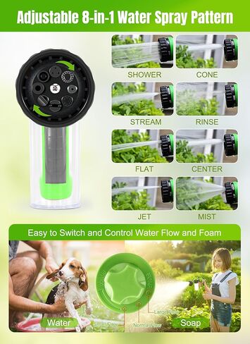 Upgrade Pup Jet Dog Wash, 8 in 1 Dog Wash Hose Attachment with Soap Dispenser, Dog Washing Gloves, Adhesive Tape and Dog Comb for All Kinds of Pet Showers, Car Washing, Watering Plants and Lawn in Kuwait
