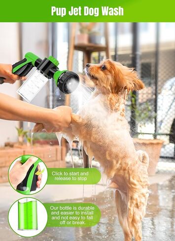 Upgrade Pup Jet Dog Wash, 8 in 1 Dog Wash Hose Attachment with Soap Dispenser, Dog Washing Gloves, Adhesive Tape and Dog Comb for All Kinds of Pet Showers, Car Washing, Watering Plants and Lawn in Kuwait