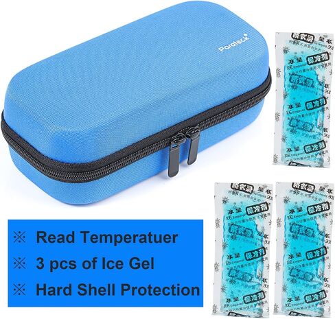Hard Shell Diabetes Bag Insulin Cooler Case Cool Storage with Temperature Display for Temperature-Sensitive Medical Supplies (Black) in Saudi Arabia