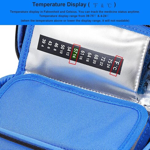Hard Shell Diabetes Bag Insulin Cooler Case Cool Storage with Temperature Display for Temperature-Sensitive Medical Supplies (Black) in Saudi Arabia