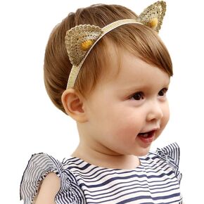 شريط راس مرن مزين بالزهور للفتيات الصغيرات الصغيرات، اكسسوارات شعر لحديثي الولادة، غطاء راس للفتيات الصغيرات، قطعة شعر مرصعة باحجار الراين، ذهبي، مقاس واحد in Kuwait