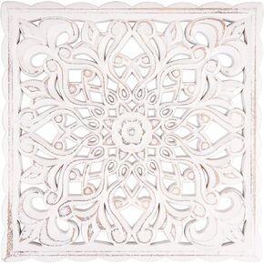 لوحة خشبية منحوتة للتعليق على الحائط، لوحة جدارية منحوتة بنمط زهور بيضاء من خشب ام دي اف لغرفة المعيشة وغرفة النوم، 12 انش × 12 انش in Kuwait