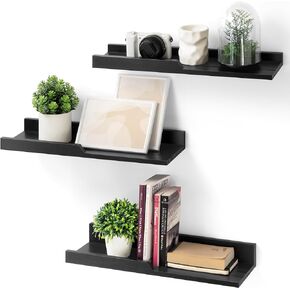 Rebee Vision Farmhouse Floating Shelves for Bedroom Decor : Rustic Bathroom Shelves Over Toilet Set of 3 and Small Wood Shelf for Display - Home Decor Aesthetic (Retro Brown)