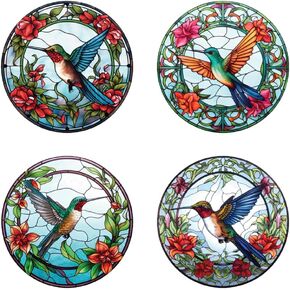 4 Pcs Colorful Lighthouse Window Clings, Anti-Collision Window Clings Decals Removable Non Adhesive Vinyl Cling Window Stickers