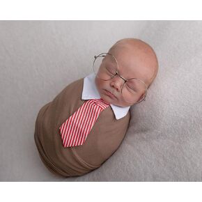 Giggle Angel Newborn Photo Props Baby Boy Photography Outfits Little Gentleman with Necktie and Glasses in Kuwait