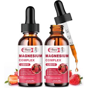 2 Pack Triple Magnesium Complex Liquid Drops Blend with Magnesium Glycinate 500mg, Malate and Taurate for Max Bio-Availability | High Absorption | Vegan, Non-GMO | Nerv, Relaxation, Muscle & Sleep in Kuwait