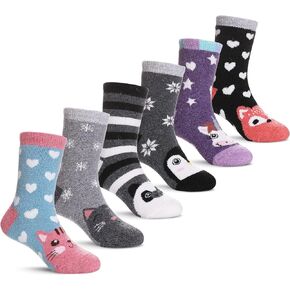 TRUEHAN 6 أزواج من الجوارب الصوفية للأطفال الصغار والأولاد والبنات، جوارب صوفية دافئة للشتاء والمشي لمسافات طويلة، جوارب سميكة حرارية مريحة للطاقم in Kuwait