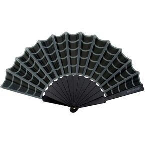Gothic Scallop Fabric Hand Fan Spiderweb Folding Fan (Black)