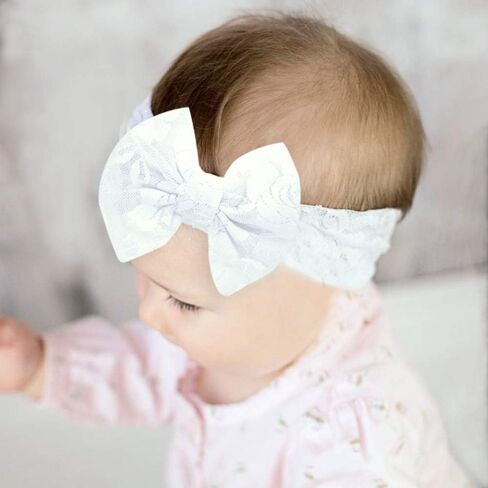 Qiansail Baby Girls Lace Bow Headband Elastics Bow Knot Hairband Headwrap for Newborn Infant Toddlers Kids (Black) in Saudi Arabia