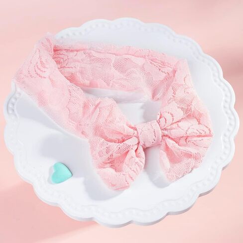 Qiansail Baby Girls Lace Bow Headband Elastics Bow Knot Hairband Headwrap for Newborn Infant Toddlers Kids (Black) in Saudi Arabia