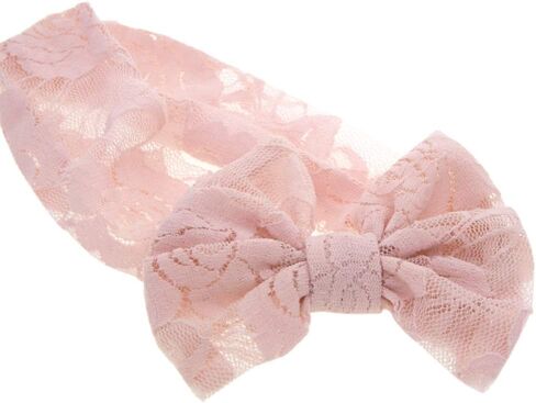 Qiansail Baby Girls Lace Bow Headband Elastics Bow Knot Hairband Headwrap for Newborn Infant Toddlers Kids (Black) in Saudi Arabia