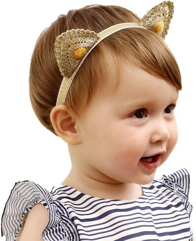 شريط راس مرن مزين بالزهور للفتيات الصغيرات الصغيرات، اكسسوارات شعر لحديثي الولادة، غطاء راس للفتيات الصغيرات، قطعة شعر مرصعة باحجار الراين، ذهبي، مقاس واحد in Kuwait