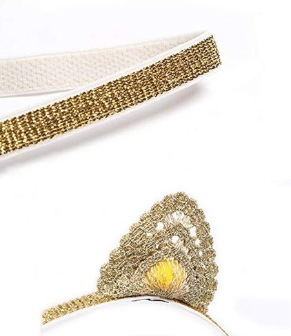 شريط راس مرن مزين بالزهور للفتيات الصغيرات الصغيرات، اكسسوارات شعر لحديثي الولادة، غطاء راس للفتيات الصغيرات، قطعة شعر مرصعة باحجار الراين، ذهبي، مقاس واحد in Kuwait