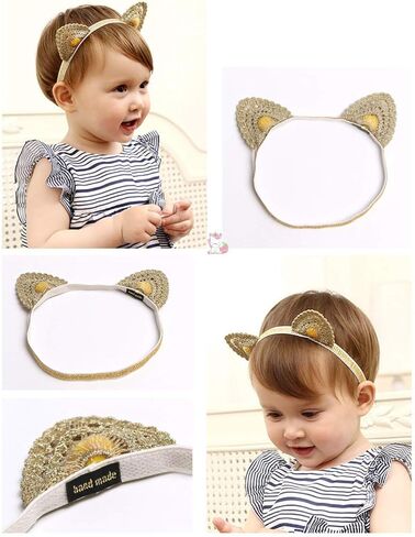 شريط راس مرن مزين بالزهور للفتيات الصغيرات الصغيرات، اكسسوارات شعر لحديثي الولادة، غطاء راس للفتيات الصغيرات، قطعة شعر مرصعة باحجار الراين، ذهبي، مقاس واحد in Kuwait