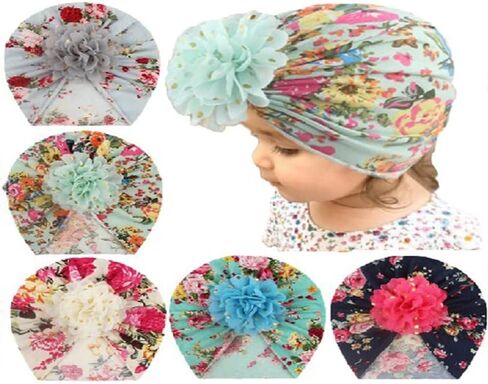 عصابات رأس نايلون للبنات الصغيرات، 8 قطع، زهور شيفون اي اي اس لحديثي الولادة والرضع واكسسوارات شعر الاطفال (متعددة الالوان - 8 قطع) in Kuwait